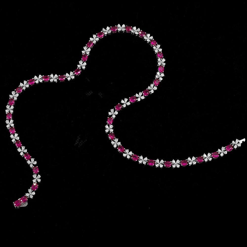 Collier Saphir & Rubis | Diamant Haute Carbone Argent 925 | Bijou Anniversaire – CLEVI Paris