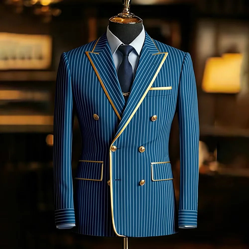 Blazer Croisé Homme Rayures Fines – CLEVI Paris