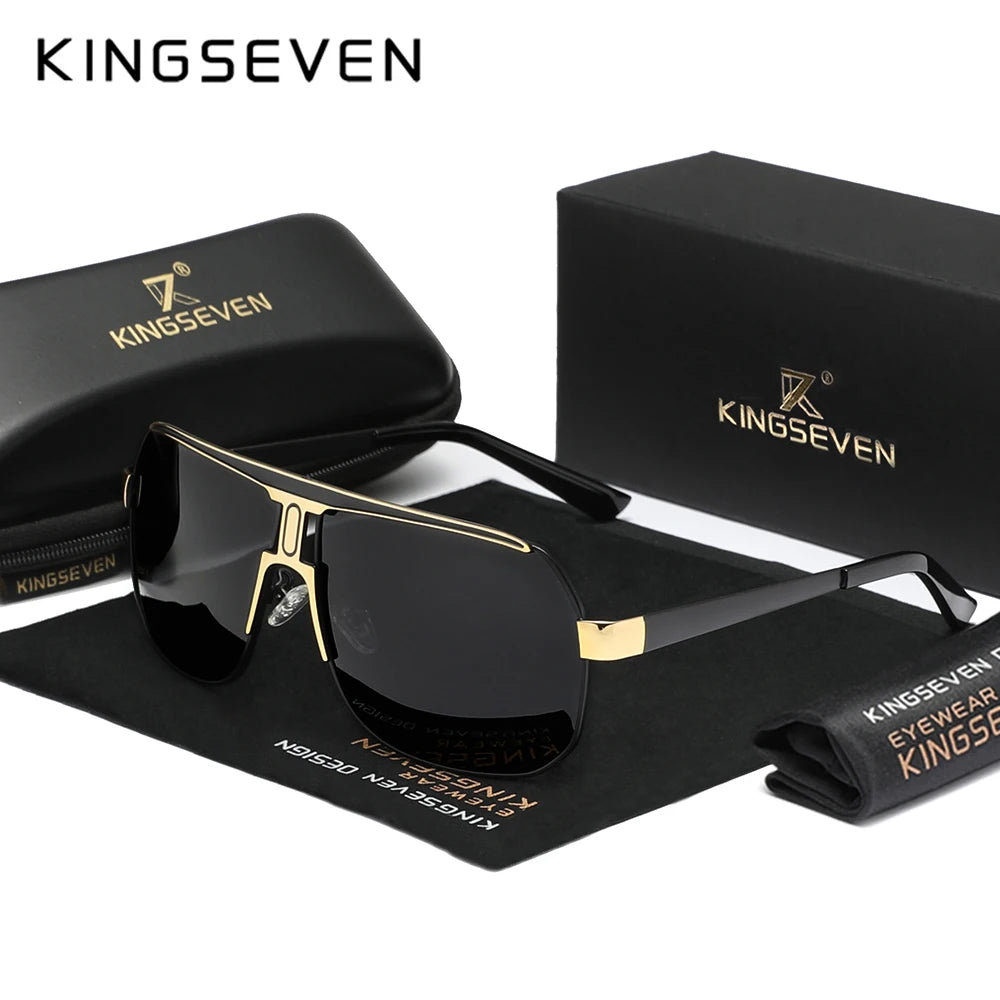 Lunettes de Soleil Polarisées Homme Oversize KINGSEVEN – Monture Carrée Alliage UV400 – CLEVI Paris