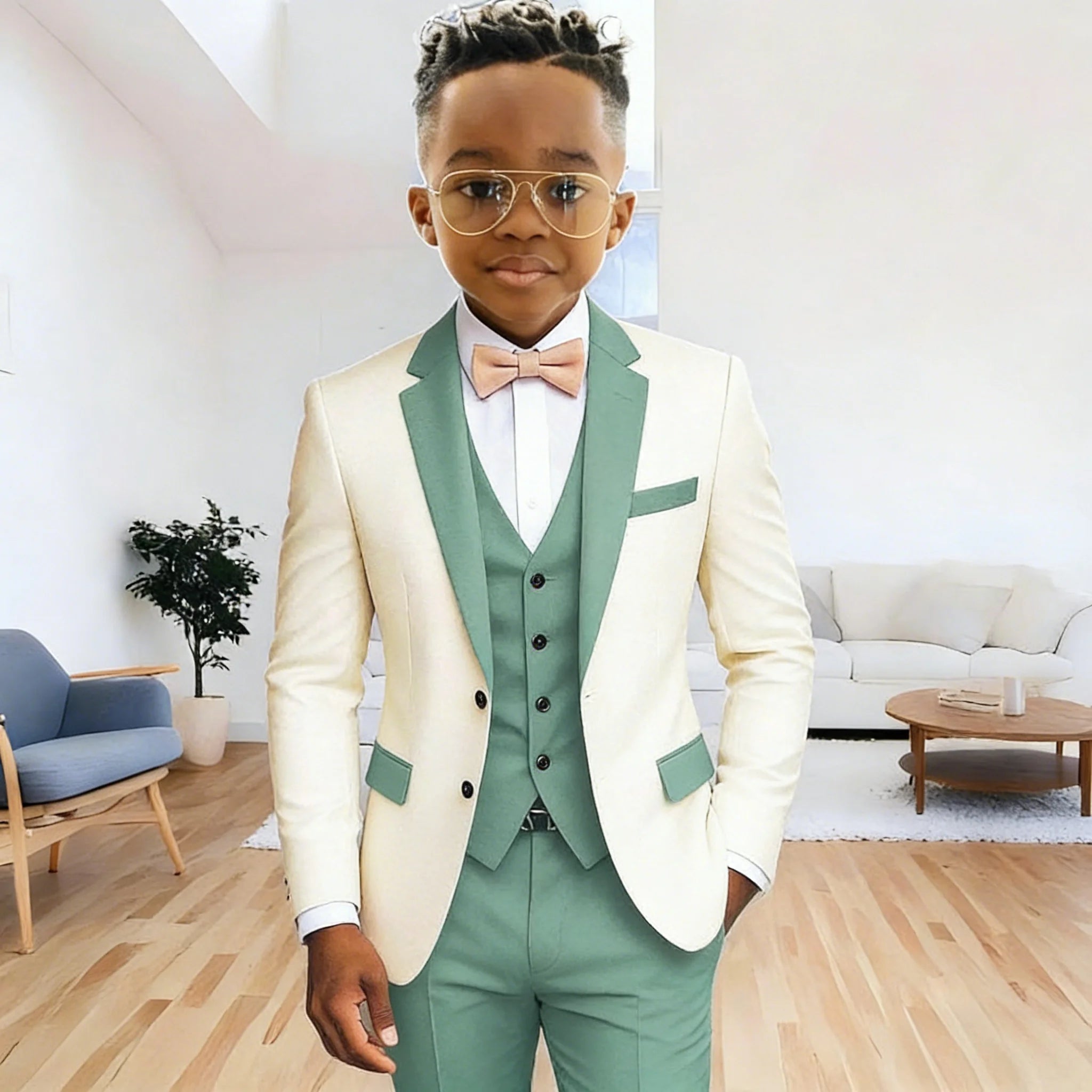 Costume 3 Pièces Garçon | Veste + Gilet + Pantalon | Mariage Cérémonie 2-16 Ans