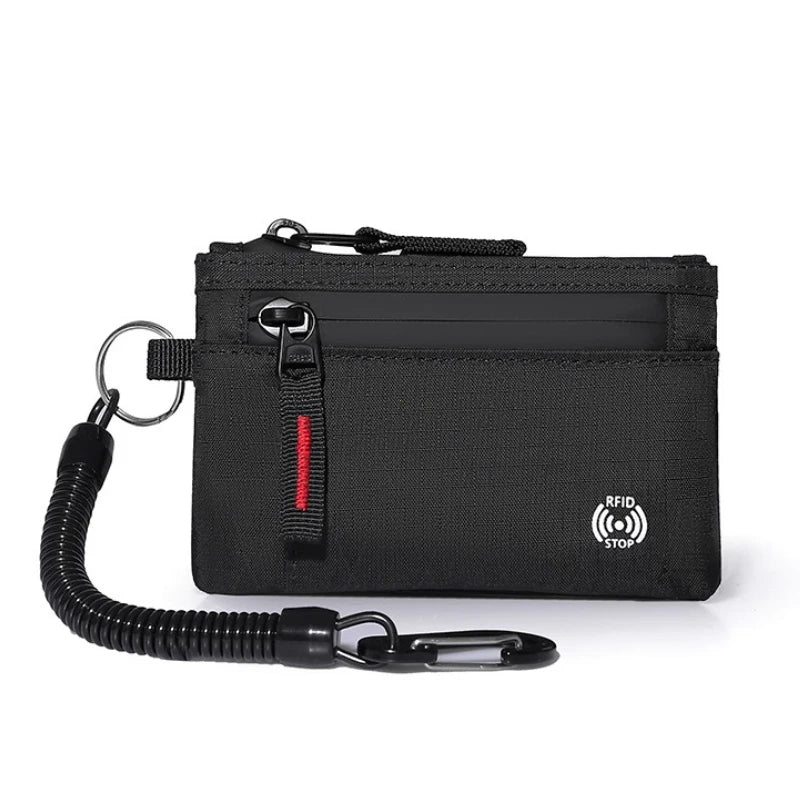 Porte-Cartes RFID Nylon Slim Homme — Mousqueton, Clip Ceinture ou Fermeture Éclair, Multi-Coloris | CLEVI Paris