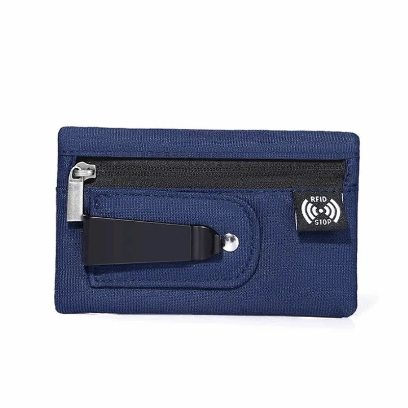 Porte-Cartes RFID Nylon Slim Homme — Mousqueton, Clip Ceinture ou Fermeture Éclair, Multi-Coloris | CLEVI Paris