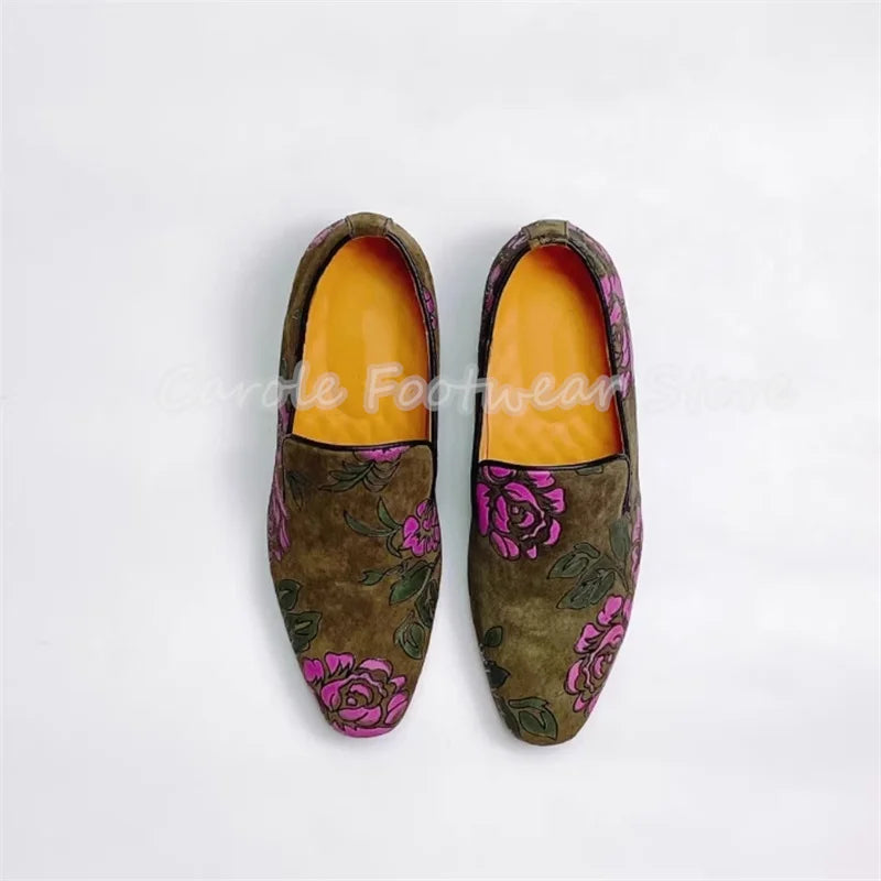 Loafers Cuir Imprimé Floral Homme – CLEVI Paris