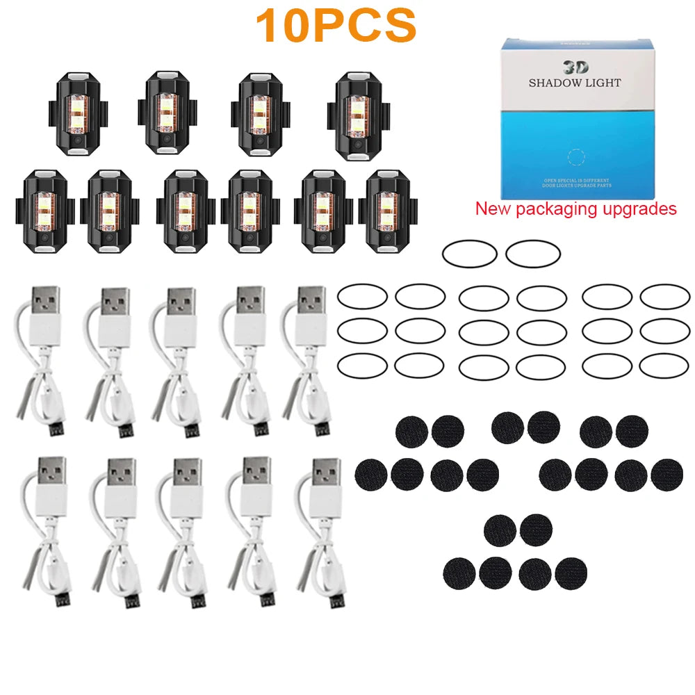 Feux Stroboscopiques LED 7 Couleurs USB – Anti-Collision, 30 Modes, 8h Autonomie – Moto, Vélo & Drone – CLEVI Paris