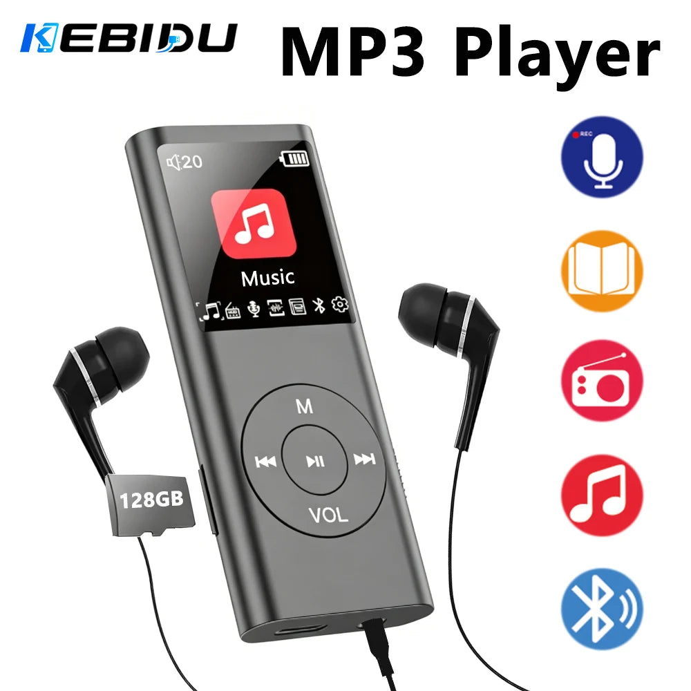 KEBIDU Lecteur MP3/MP4 Bluetooth Écran IPS HD 1,8" FLAC FM TF 128Go 8h – CLEVI Paris