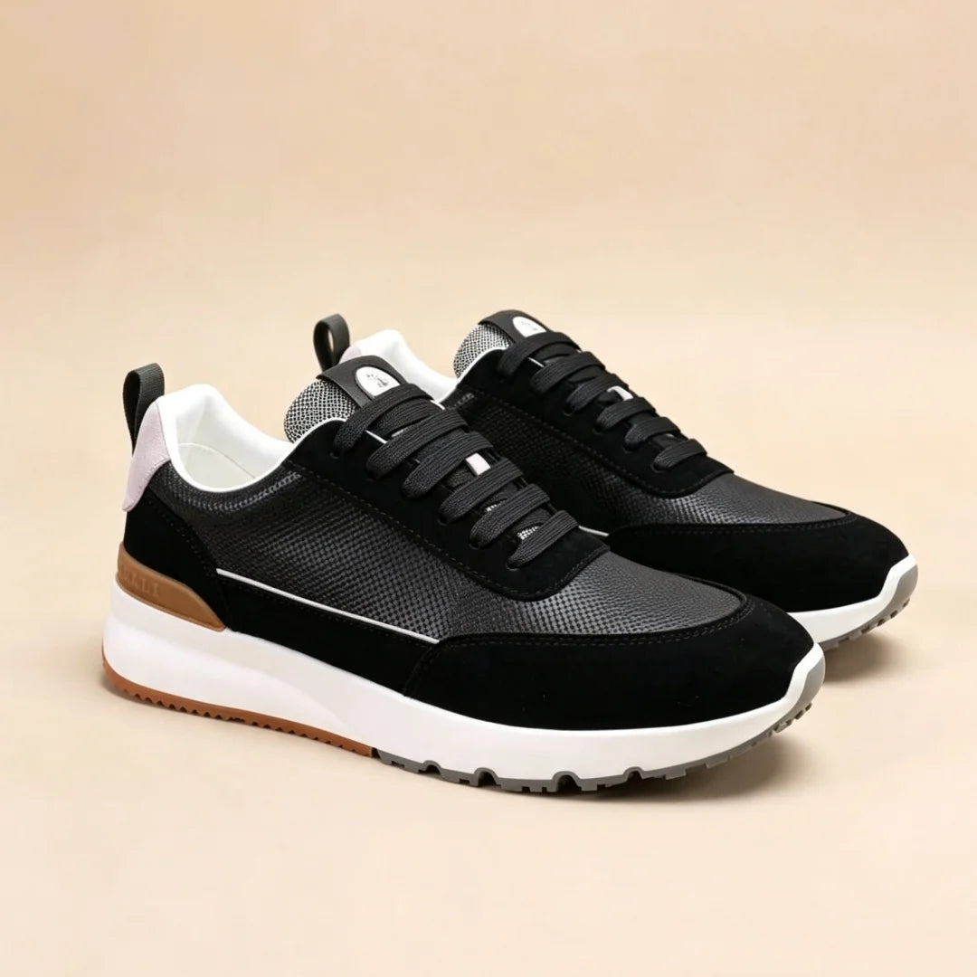 Sneakers Cuir Perforé Homme Lacets & Daim – CLEVI Paris