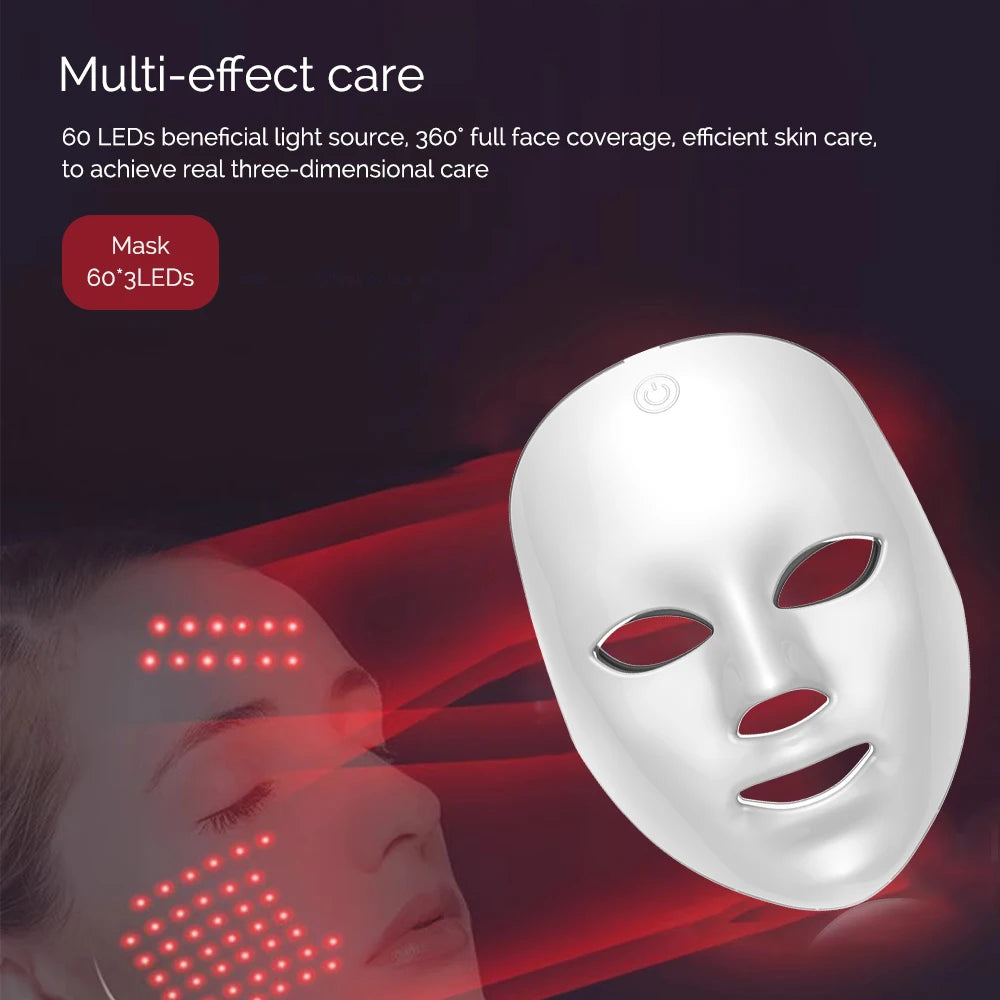 Masque LED Visage 7 Couleurs | Photothérapie Anti-Rides, Anti-Acné & Éclat