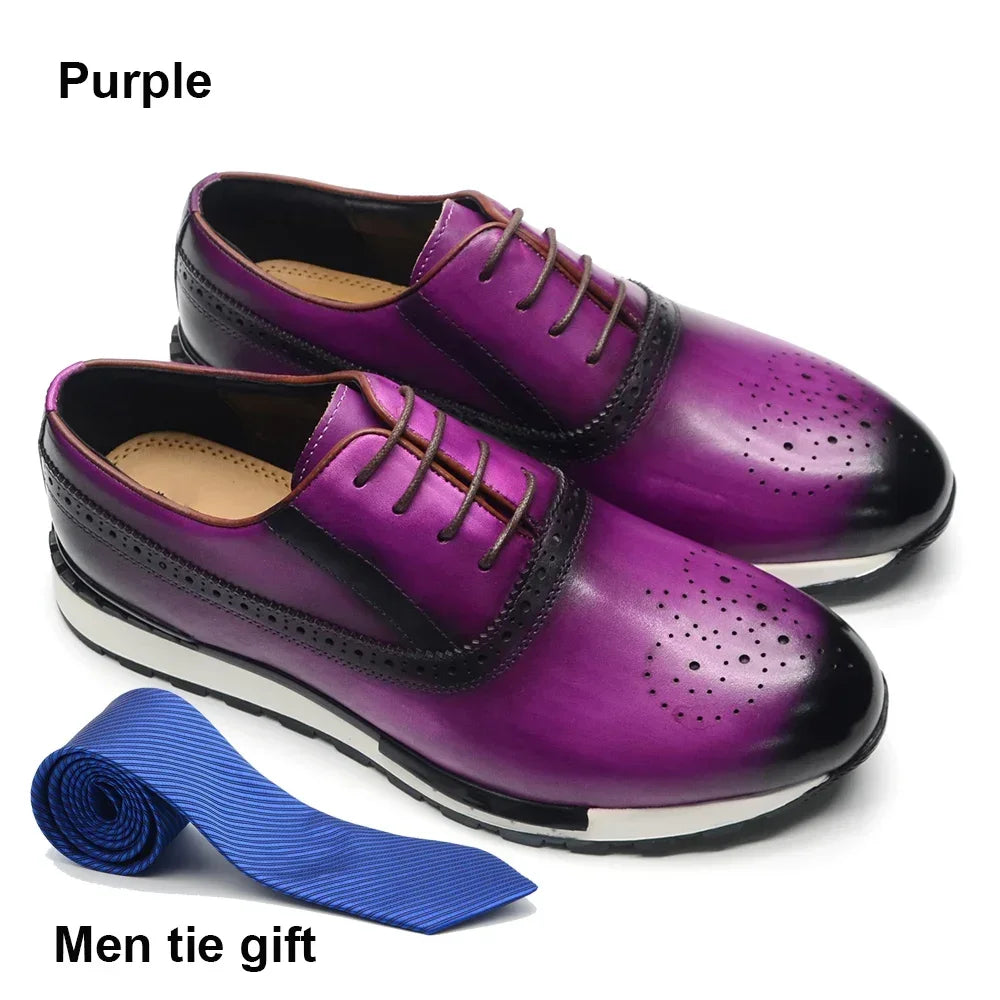Oxford Brogue Homme Cuir Véritable Fait Main Lacets 10 Coloris Business Casual – CLEVI Paris