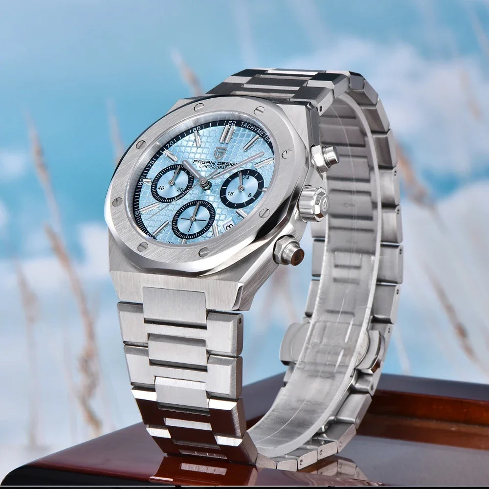 Montre Chronographe Homme Pagani Design VK63 Saphir Lumineux C3 Étanche 20 Bar Fashion 4 Coloris – CLEVI Paris