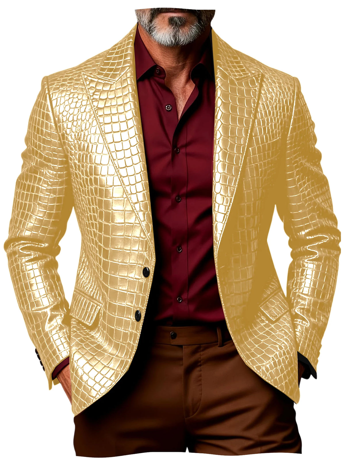 Blazer homme effet croco simple boutonnage – CLEVI Paris