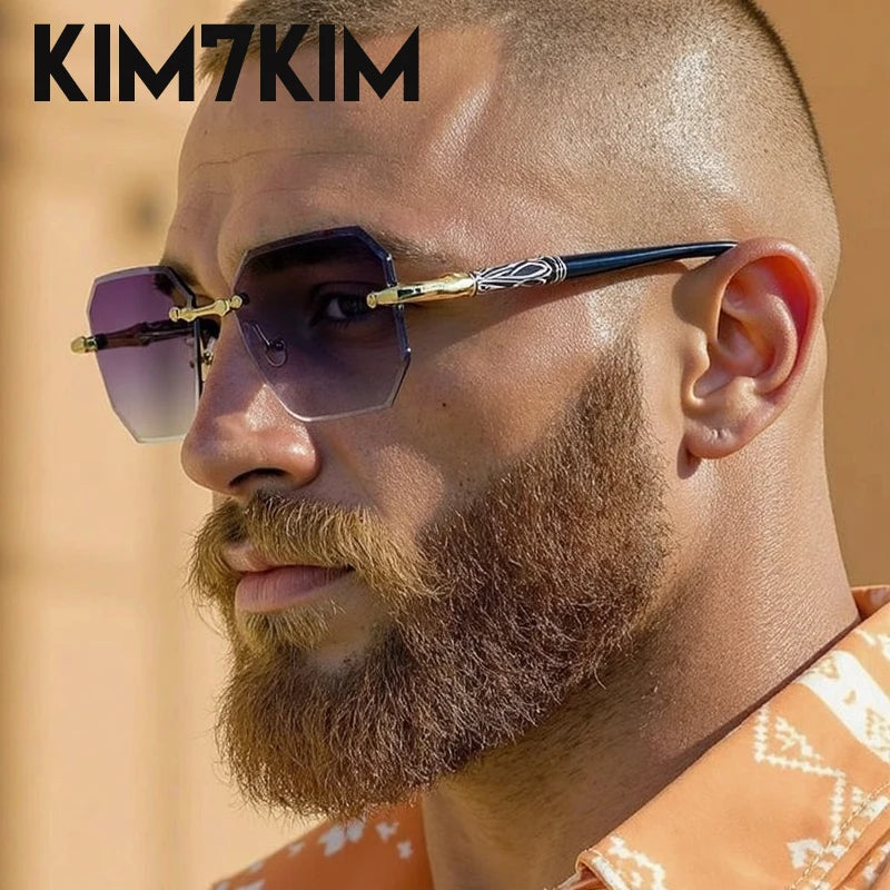 Lunettes de Soleil Punk Sans Monture Carrées Homme – Style Steampunk Polygone UV400 – CLEVI Paris