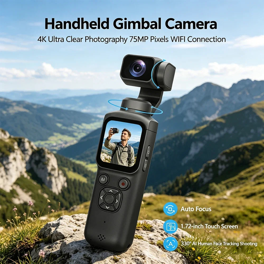 Caméra Gimbal 4K 30FPS HJD-05 – Suivi IA 330°, 75 MP & Stabilisation Intégrée – CLEVI Paris