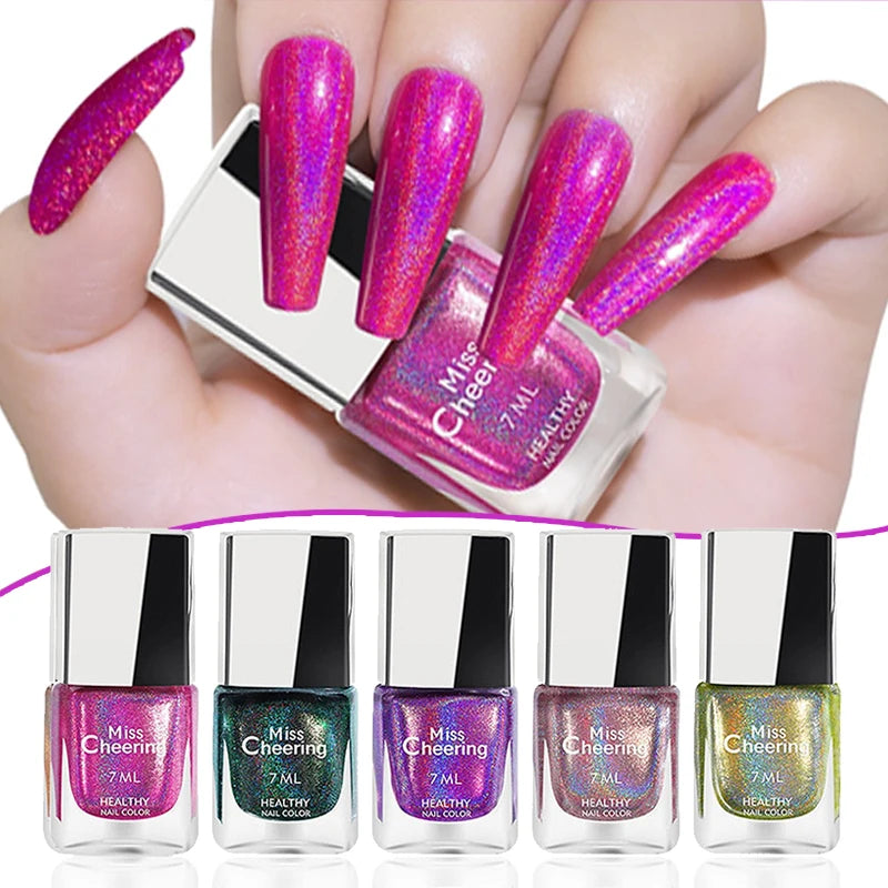 Vernis à Ongles Holographique Glitter Arc-en-Ciel – Séchage Rapide 8 Teintes – CLEVI Paris