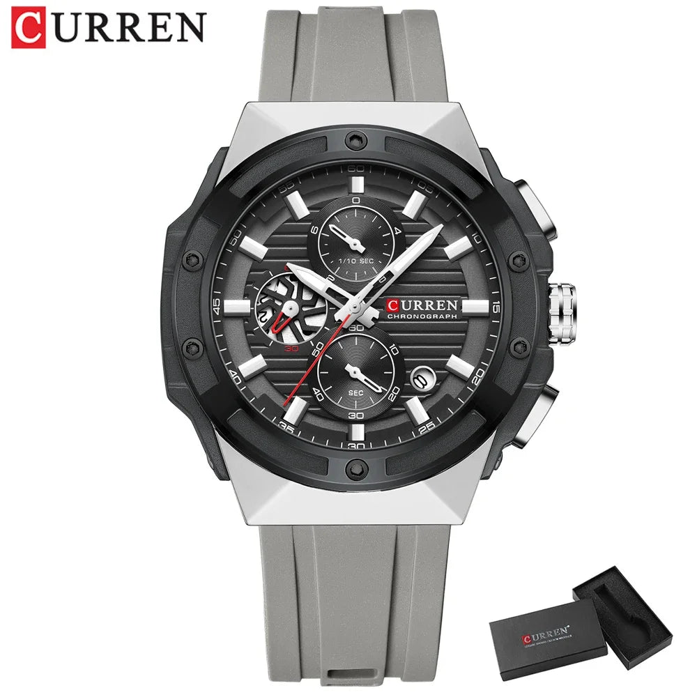 CURREN Montre Quartz Japonais Homme Sport Cadran Créatif Silicone Lumineux 45mm – CLEVI Paris