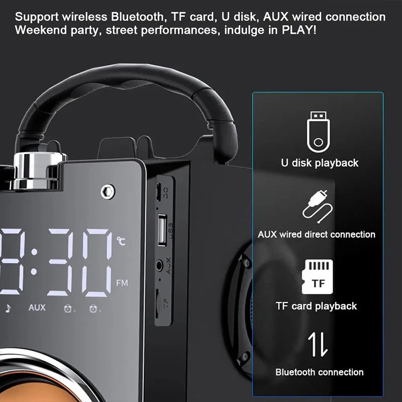 Enceinte Bluetooth HiFi 2.1 en Bois – Subwoofer, Radio FM, Carte TF, App | Suptmv
