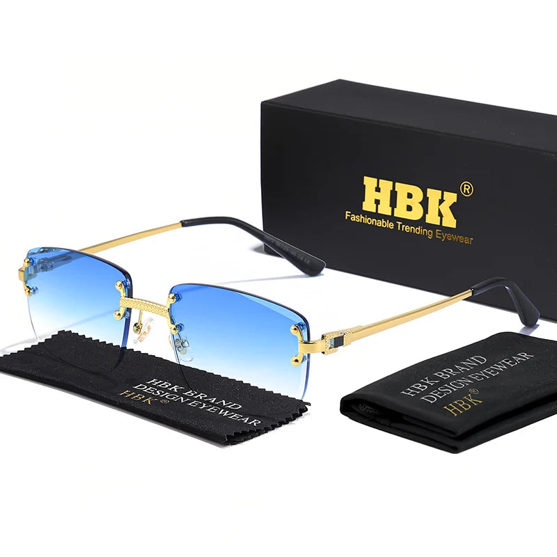 Lunettes de Soleil Carrées Sans Monture Femme HBK – Verres Dégradés UV400 – CLEVI Paris