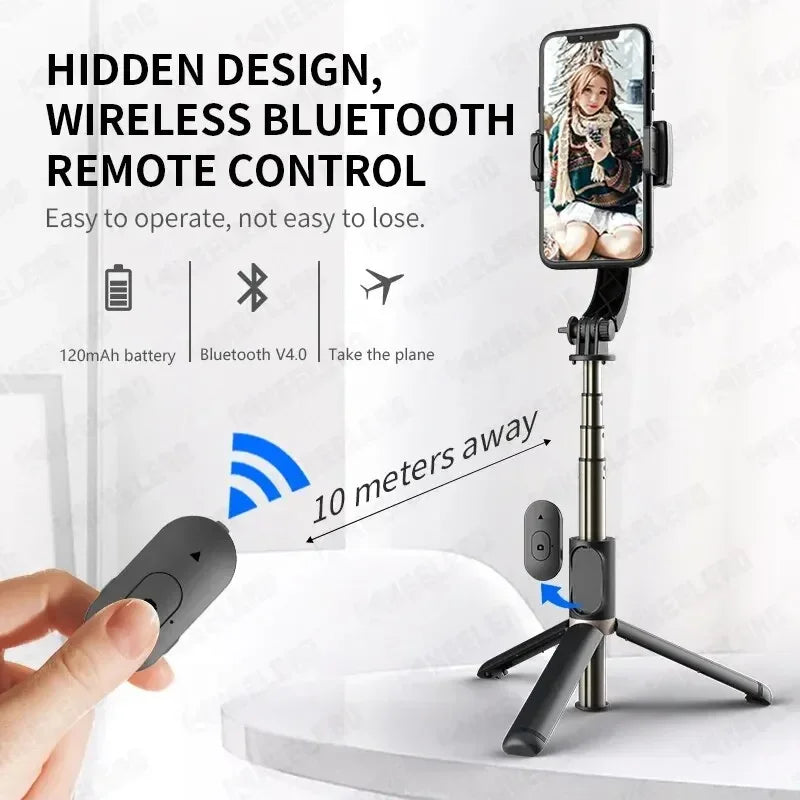 Gimbal Stabilisateur Smartphone 1 Axe Bluetooth Pliable | Perche Selfie Trépied Live