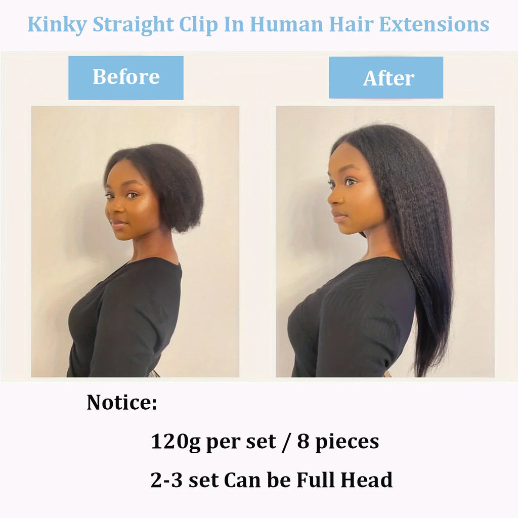 Extensions Kinky Straight Brésiliennes Remy 8Pcs – CLEVI Paris