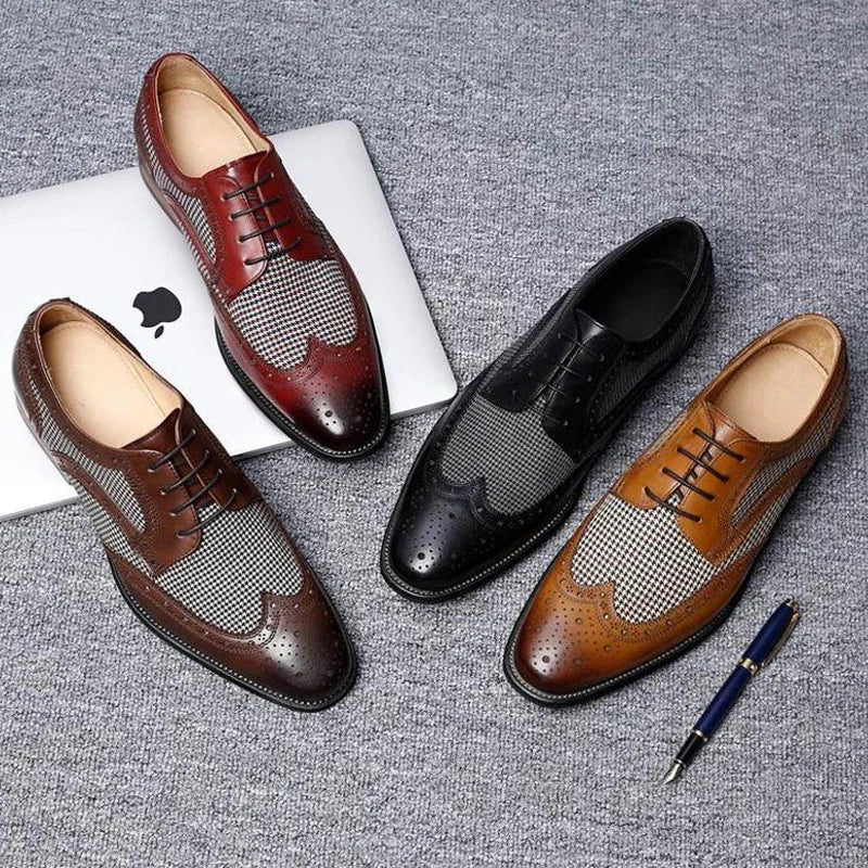 Derby Shoes Cuir Véritable Homme – Bout Pointu, Semelle Caoutchouc, Tailles 38-49 – CLEVI Paris