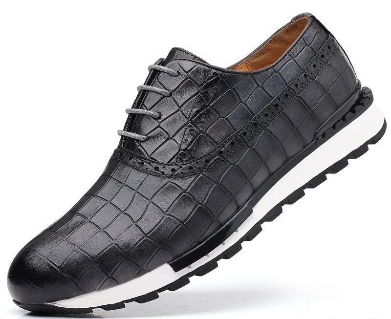 Sneakers Cuir Véritable Homme Luxe – Motif Tressé, Lacets – CLEVI Paris