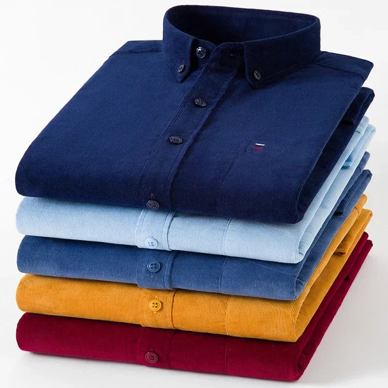 Chemise Corduroy Homme Grande Taille 100% Coton Manches Longues – S à 7XL – CLEVI Paris