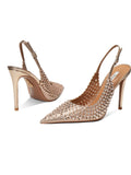 Escarpins Femme Talon Aiguille Strass Satin Mariage Soirée – CLEVI Paris