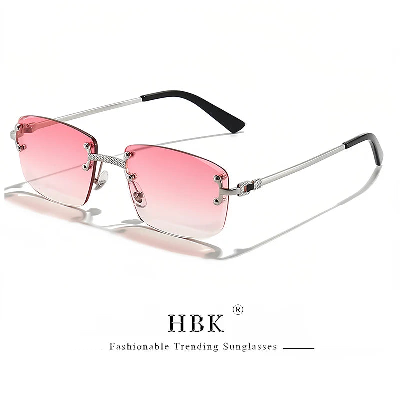 Lunettes de Soleil Carrées Sans Monture Femme HBK – Verres Dégradés UV400 – CLEVI Paris