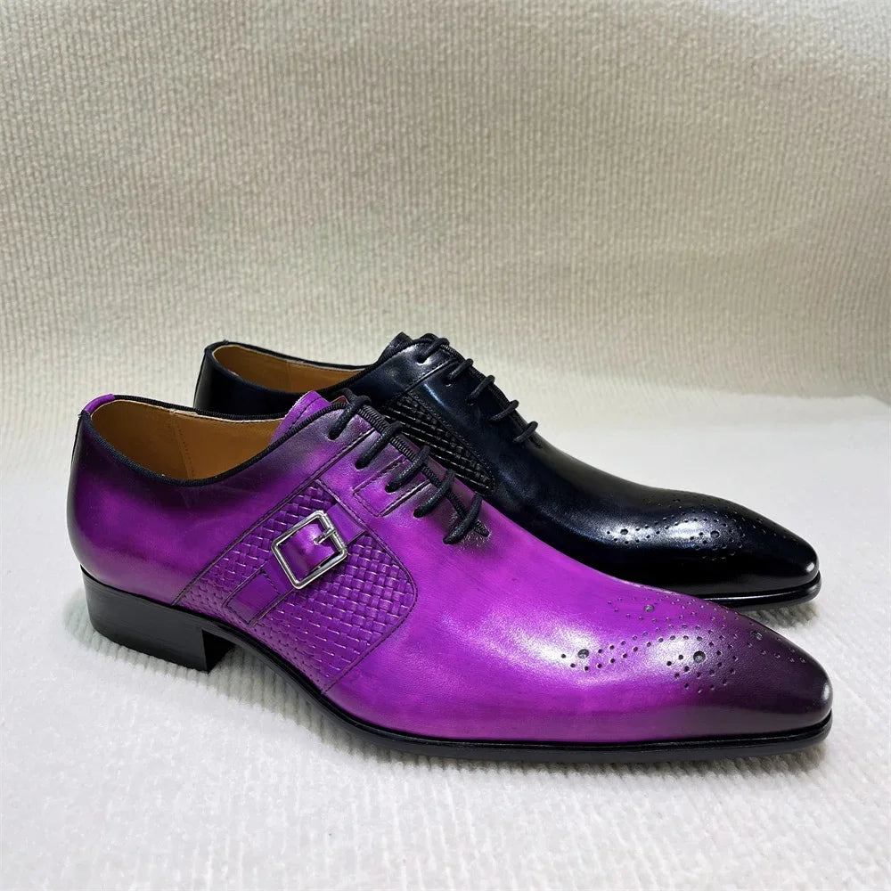 Brogue Oxford Homme Luxe Cuir de Veau Fait Main Bout Pointu – CLEVI Paris