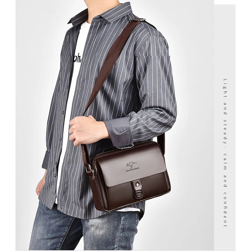 Sacoche Homme Cuir PU – Sac Bandoulière Réglable, Léger & Imperméable