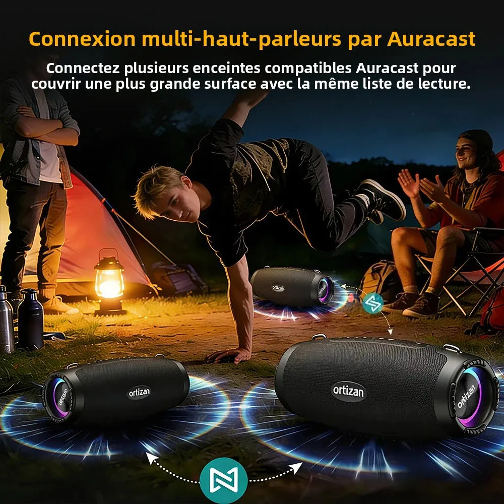 Ortizan M8 Enceinte Bluetooth 60W IP67 Auracast RGB Bass Boost 20h – CLEVI Paris