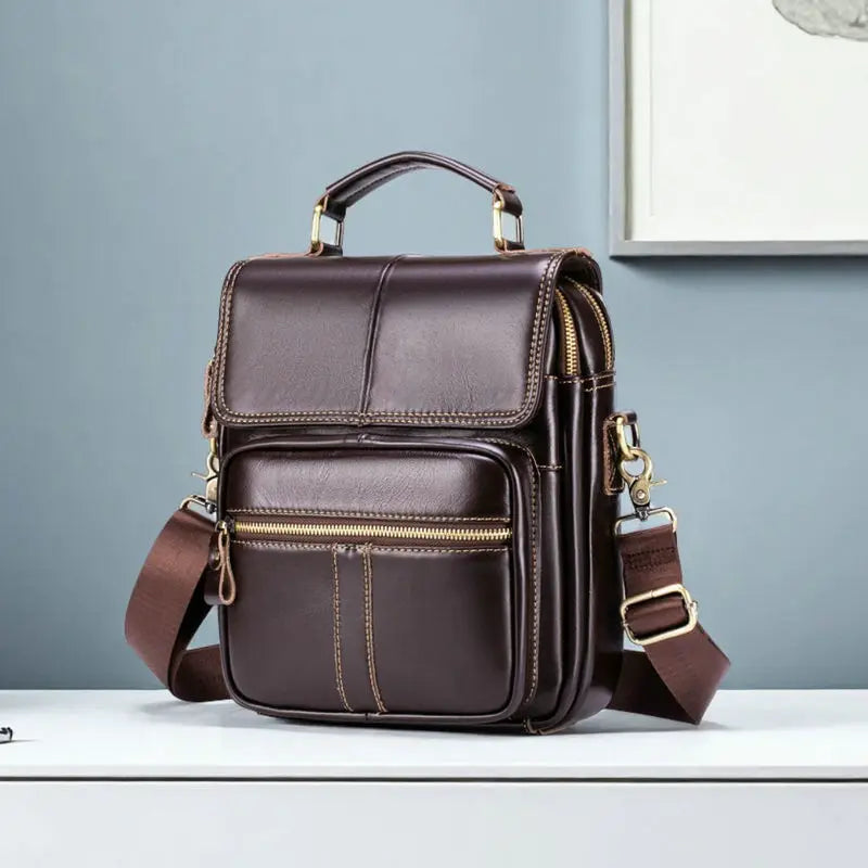 Sac Bandoulière Homme Cuir Vachette Véritable Vintage 28x24cm – CLEVI Paris