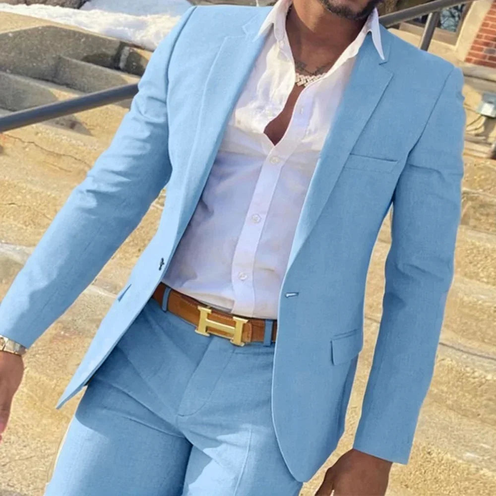 Costume Homme 2 Pièces Slim Fit Col Cranté Business 9 Coloris XXS-6XL – CLEVI Paris