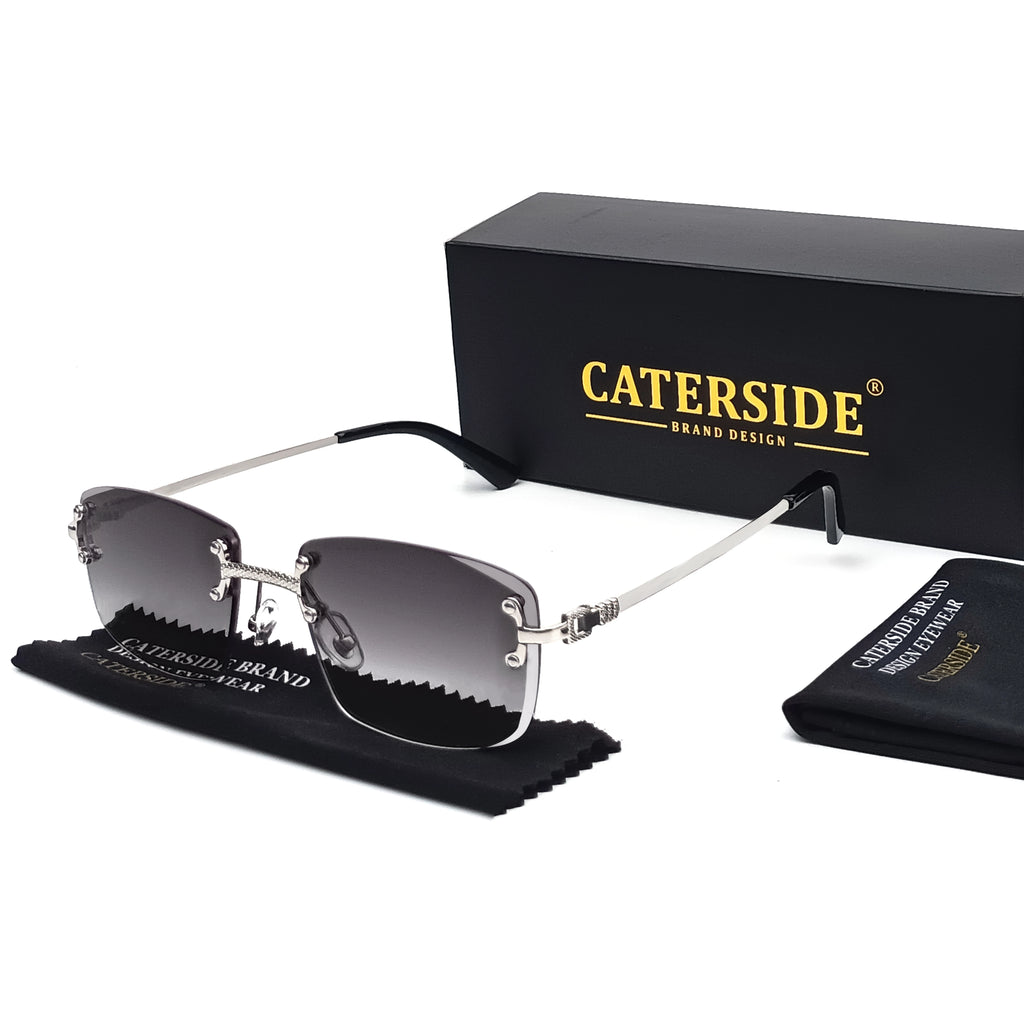 Lunettes de Soleil Rectangulaires Sans Monture Punk CATERSIDE – Verres Dégradés UV400 – CLEVI Paris