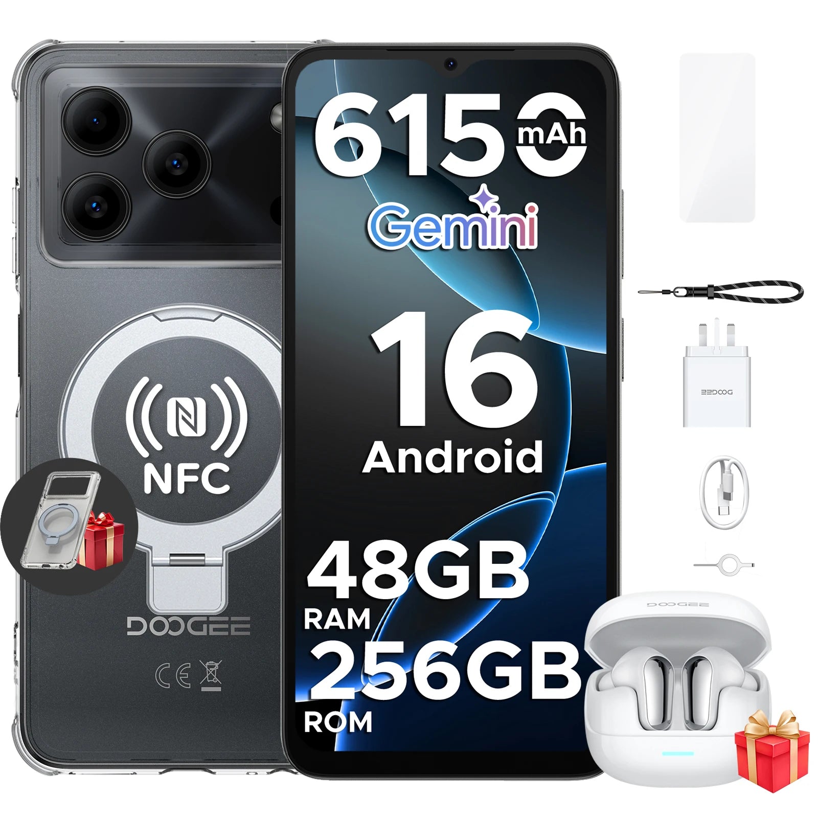 DOOGEE Note56 Plus Smartphone Android 16 Gemini AI 6,56" 90Hz 6150mAh NFC IP68 50MP – CLEVI Paris