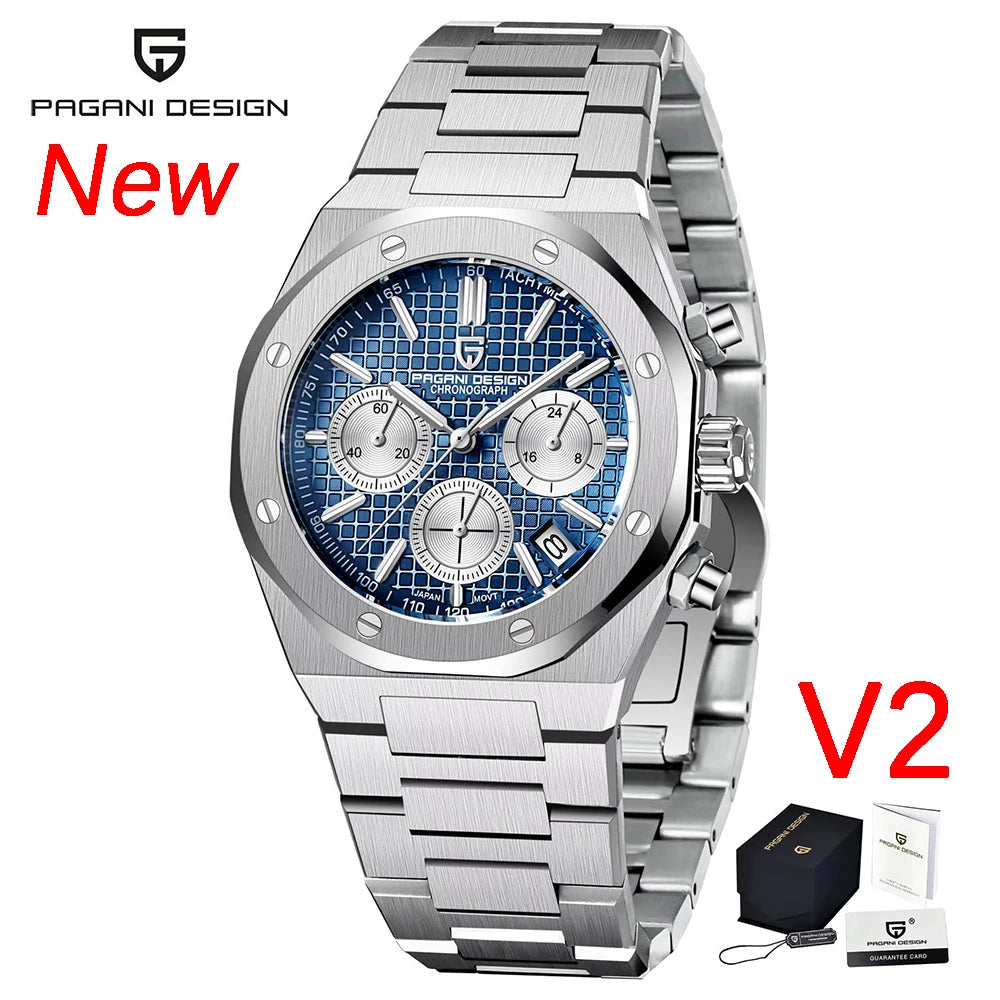Montre Chronographe Homme Pagani Design VK63 Saphir Lumineux C3 Étanche 20 Bar Fashion 4 Coloris – CLEVI Paris