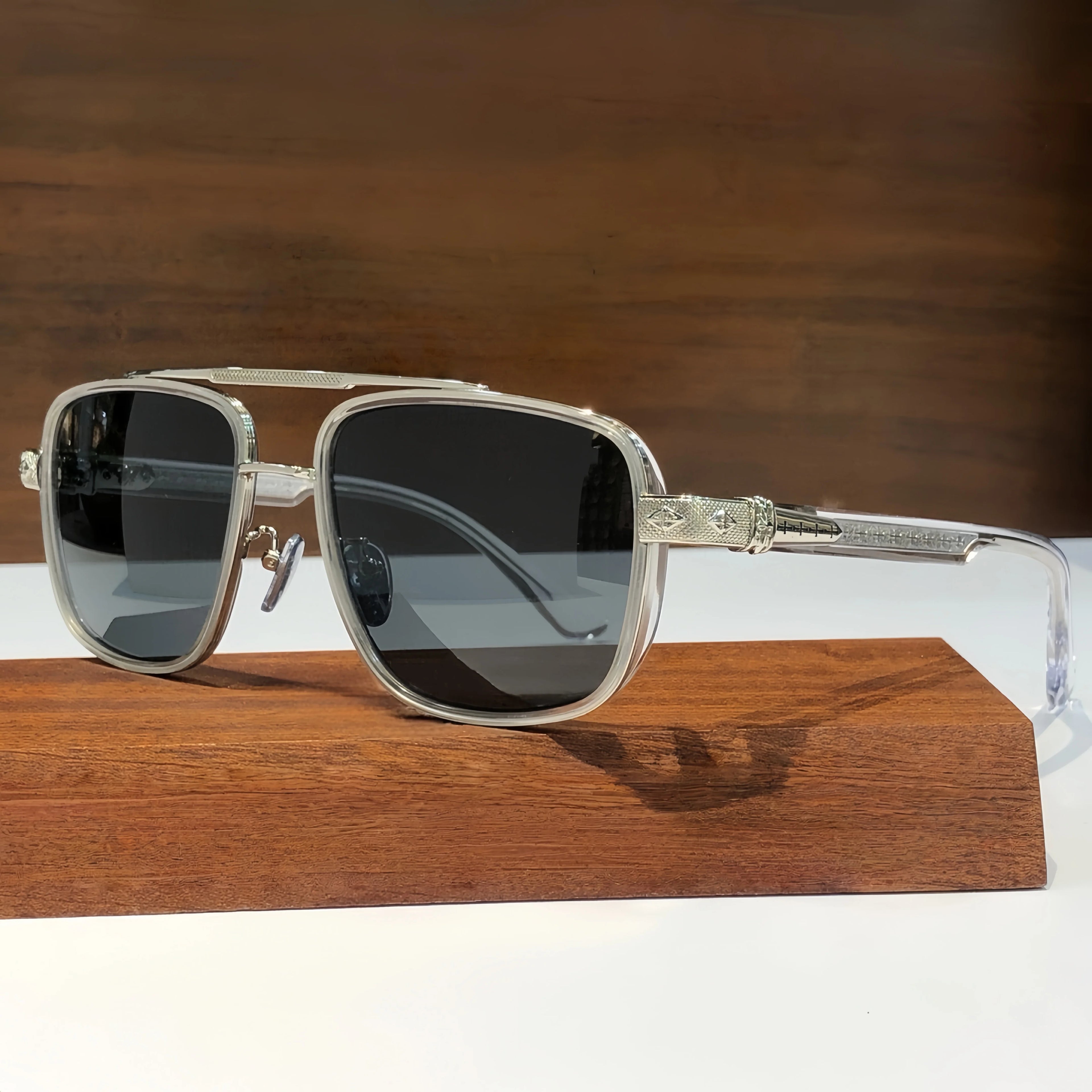 Lunettes de Soleil Pilot Premium Titane Verres CR-39 Dégradé Anti-Reflets UV400 Unisexe – CLEVI Paris