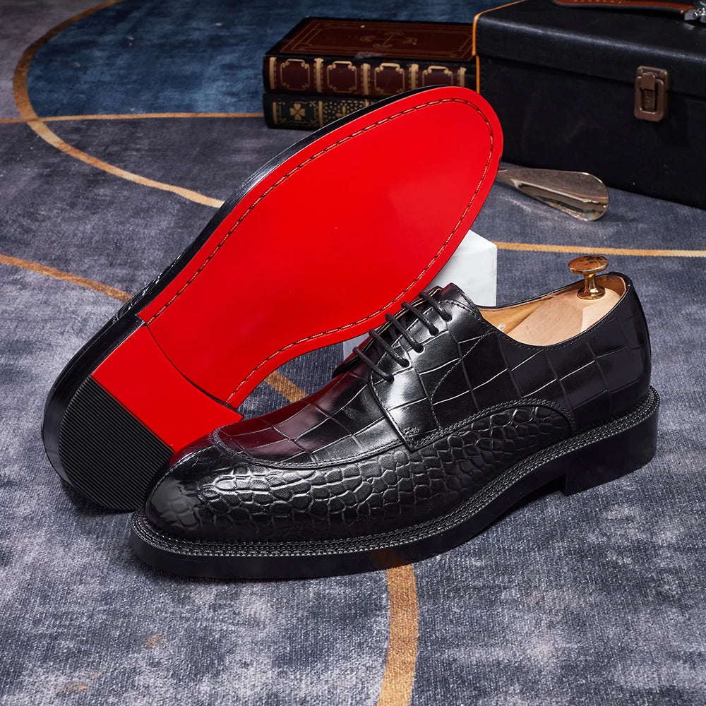 Oxford Homme Cuir Croco Rehausseur Luxe Mariage Élégant – CLEVI Paris