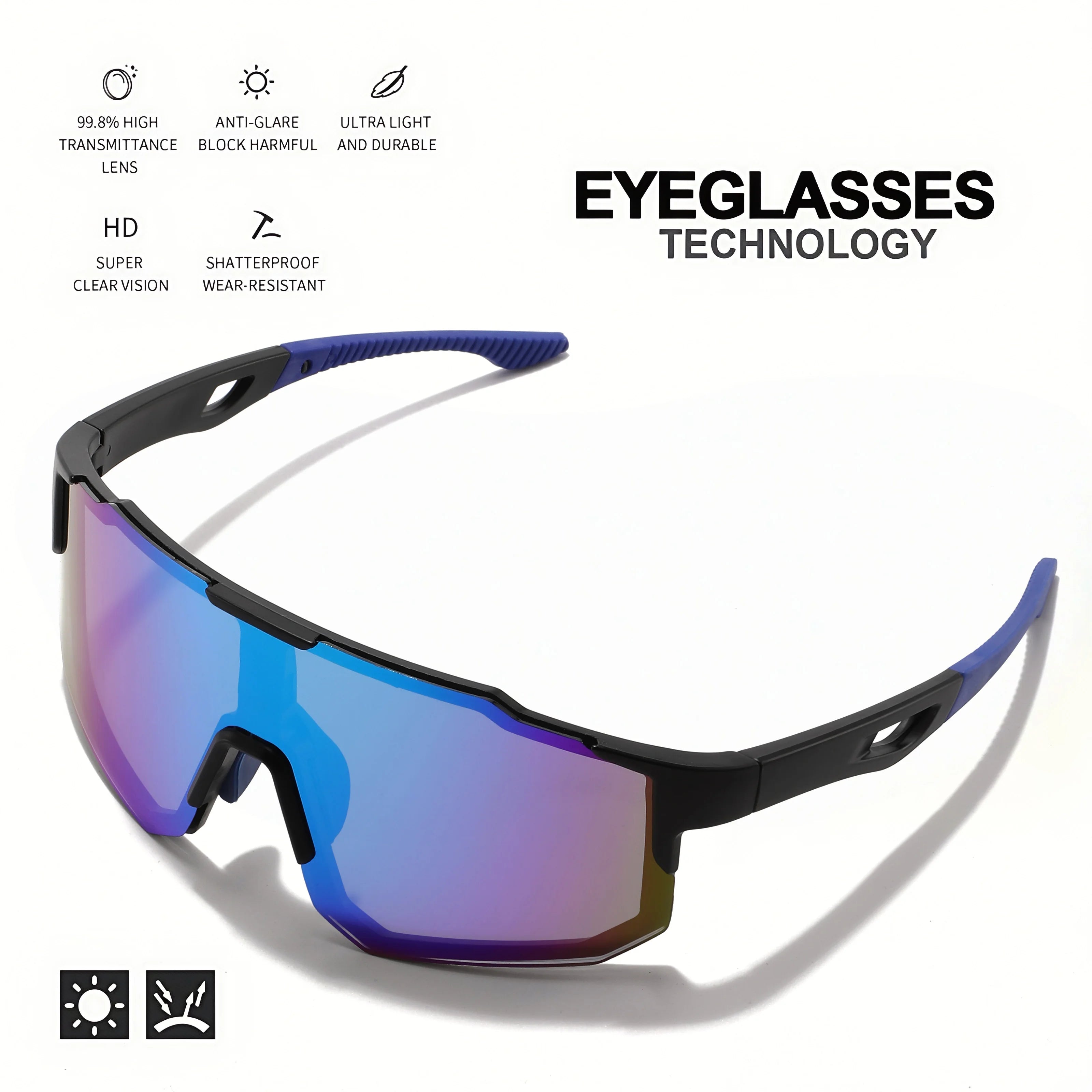 Lunettes de Soleil Sport Oversized Wraparound Unisexe UV400 Miroir – CLEVI Paris
