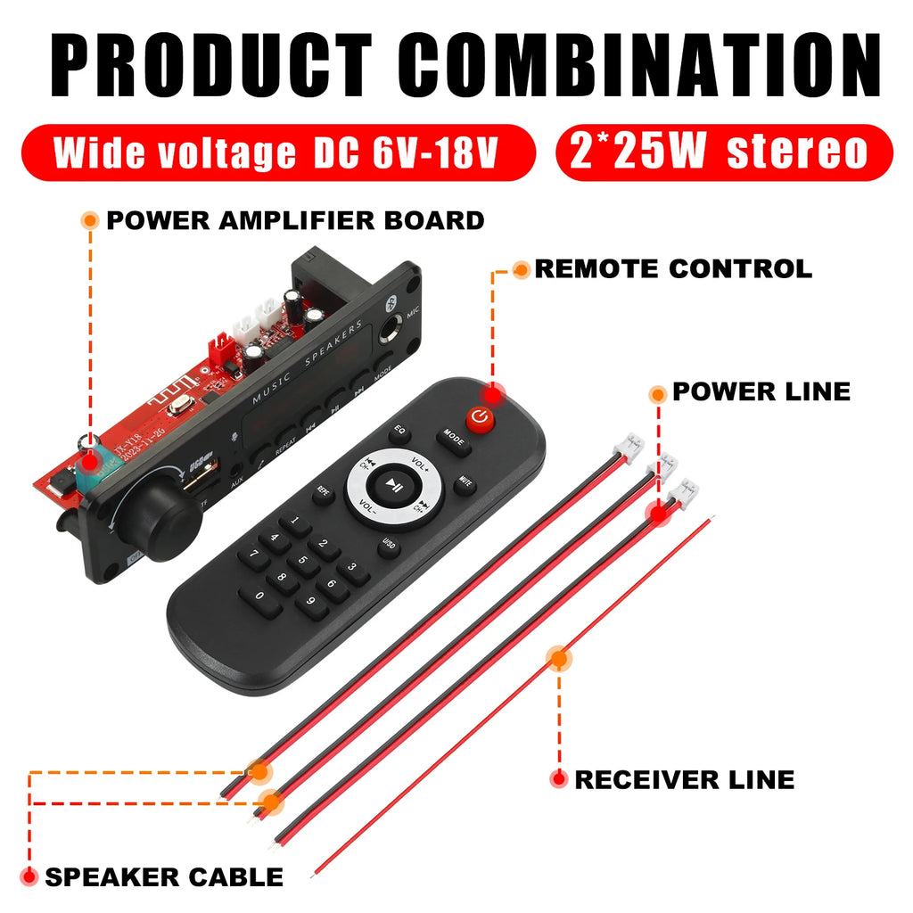 ARuiMei Carte Décodeur Amplificateur DIY TPA3116 Bluetooth 5.0 50W/200W MP3 FLAC USB TF FM – CLEVI Paris