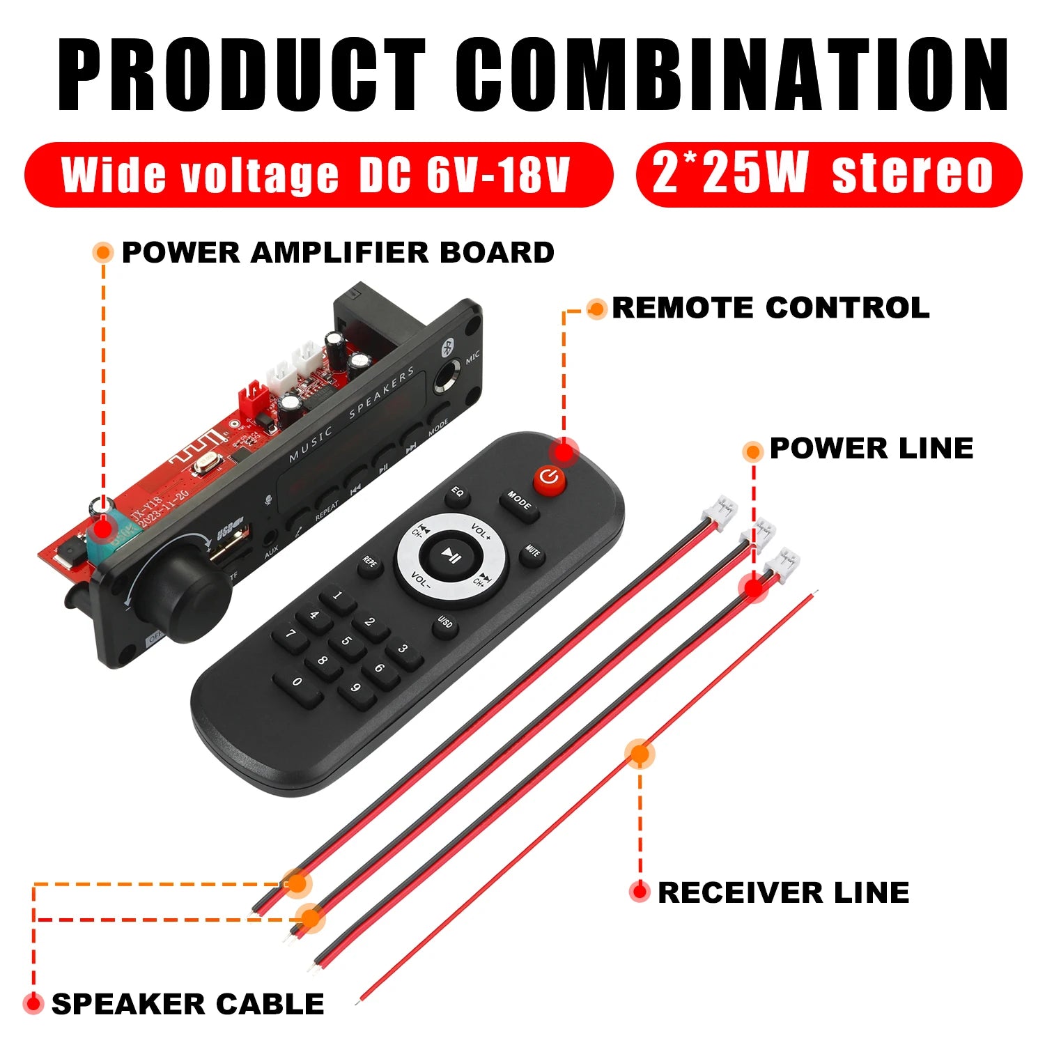 ARuiMei Carte Décodeur Amplificateur DIY TPA3116 Bluetooth 5.0 50W/200W MP3 FLAC USB TF FM – CLEVI Paris