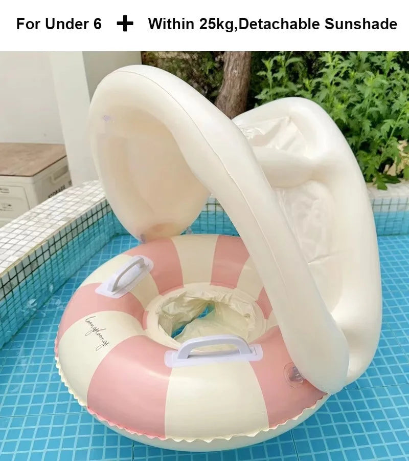 Bouée Siège Gonflable Piscine – Anneau Flottant Rayures Rétro, Plage & Fêtes – CLEVI Paris