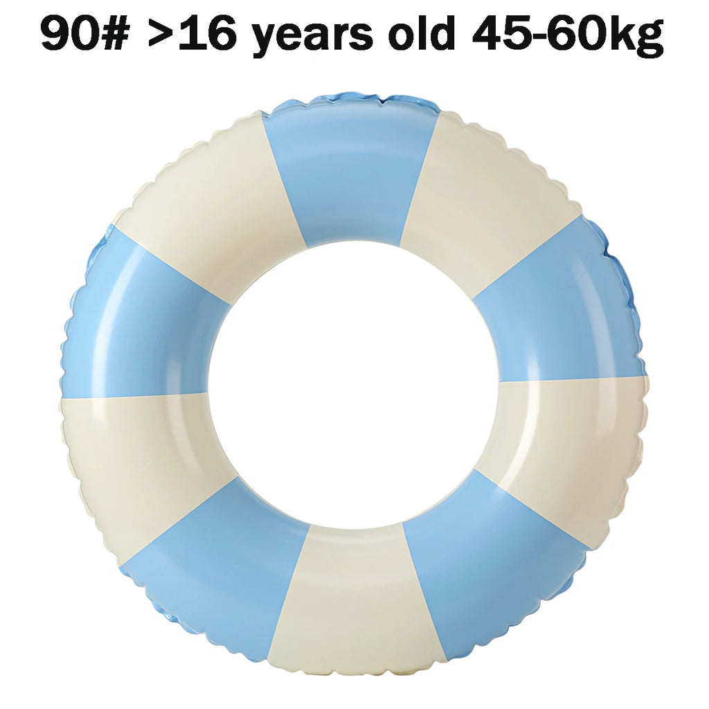 Bouée Gonflable Vintage Rayée – Anneau de Piscine Été 60 à 90 cm – Femme & Adulte