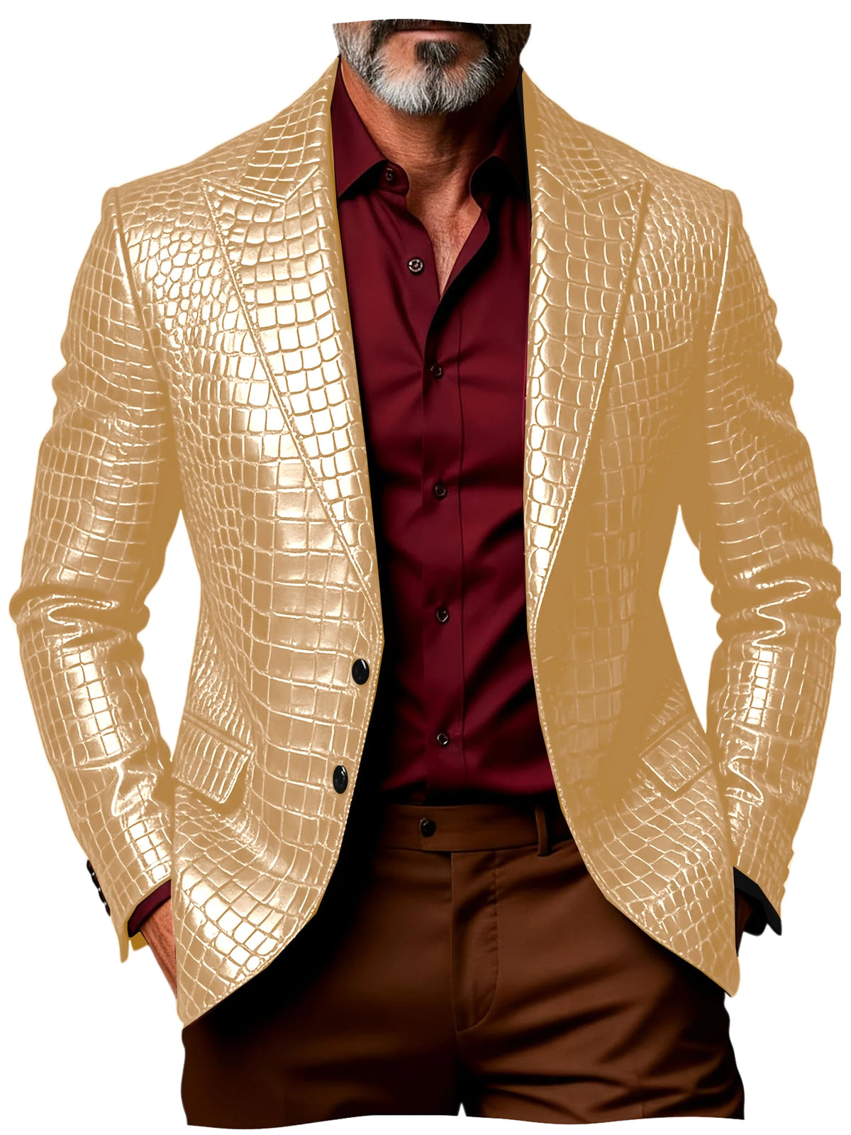Blazer homme effet croco simple boutonnage – CLEVI Paris