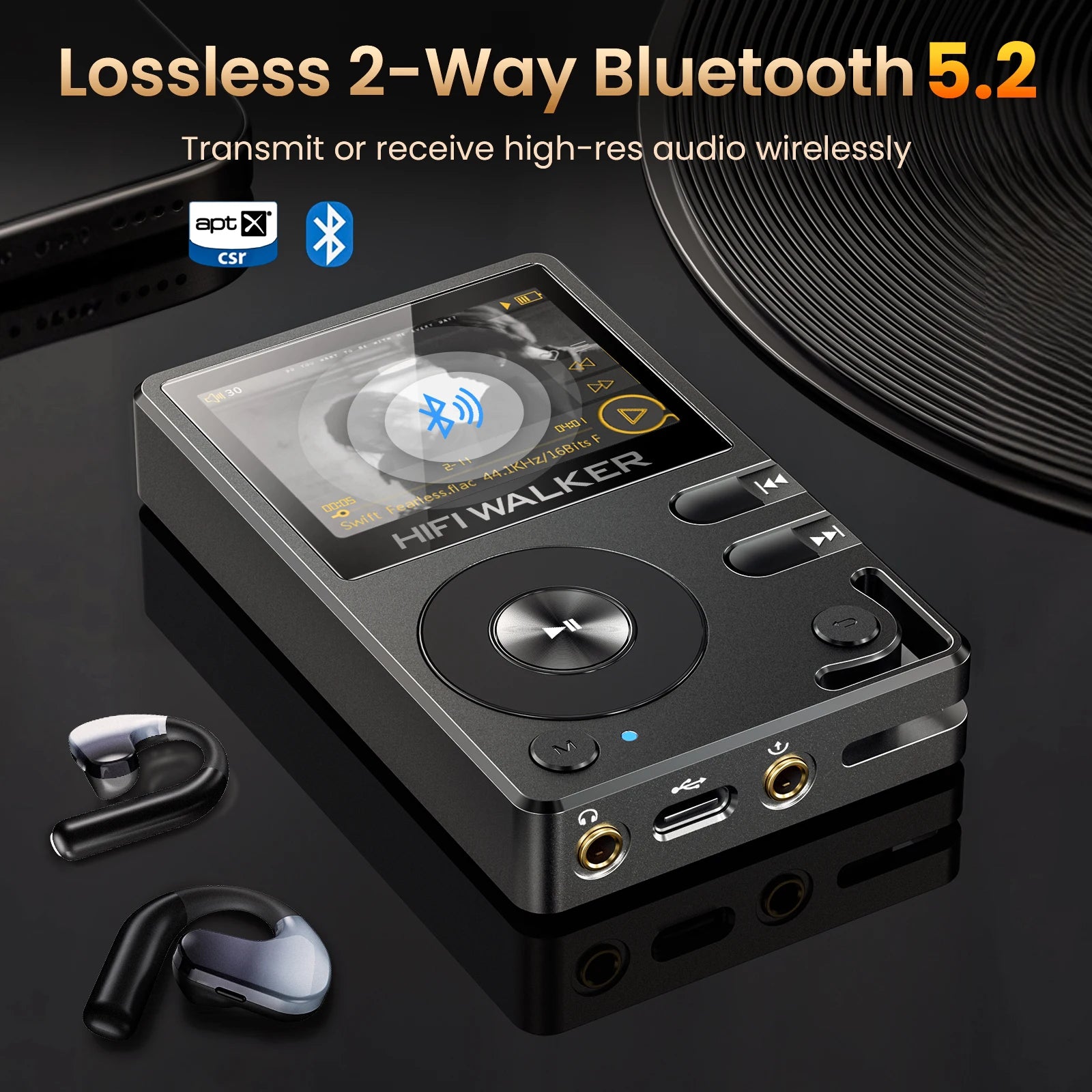 HiFi Walker H2 DAP ES9018K2M DSD128 Bluetooth 5.2 LDAC USB-DAC 64Go – CLEVI Paris