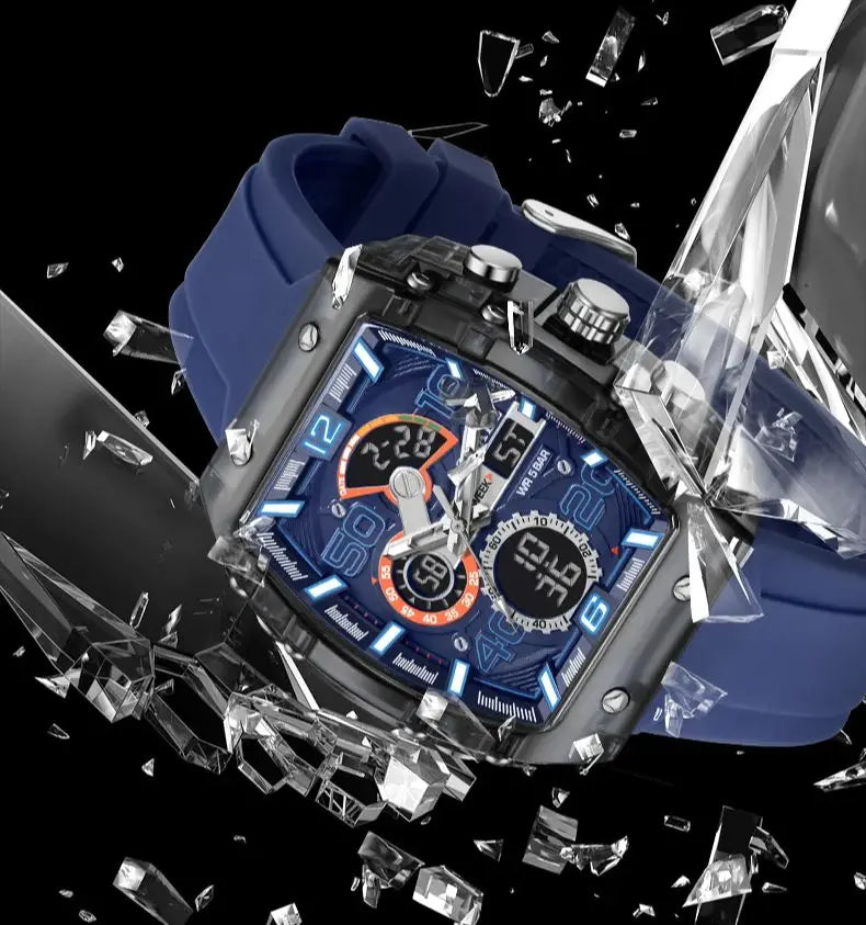 SMAEL Montre Sport Homme Double Affichage Digital Analogique Chrono LED 50mm Étanche – CLEVI Paris