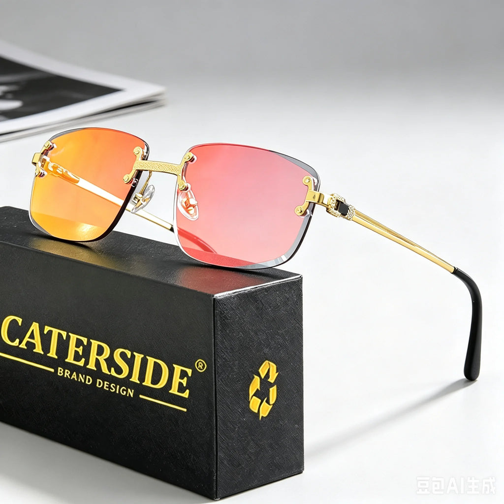 Lunettes de Soleil Rectangulaires Sans Monture Punk CATERSIDE – Verres Dégradés UV400 – CLEVI Paris