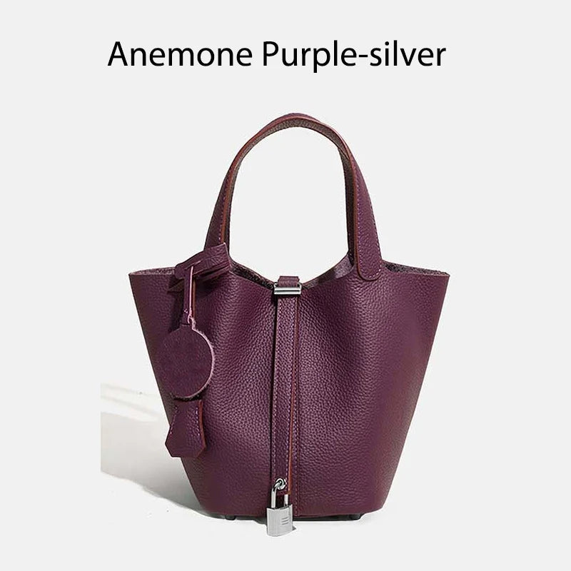 Sac Seau Femme Cuir Véritable TOGO Cadenas & Foulard Décoratif – CLEVI Paris