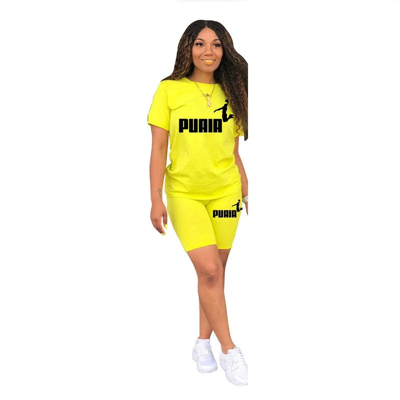 Ensemble 2 Pièces Femme T-Shirt Col Rond Manches Courtes Short Casual Été – CLEVI Paris