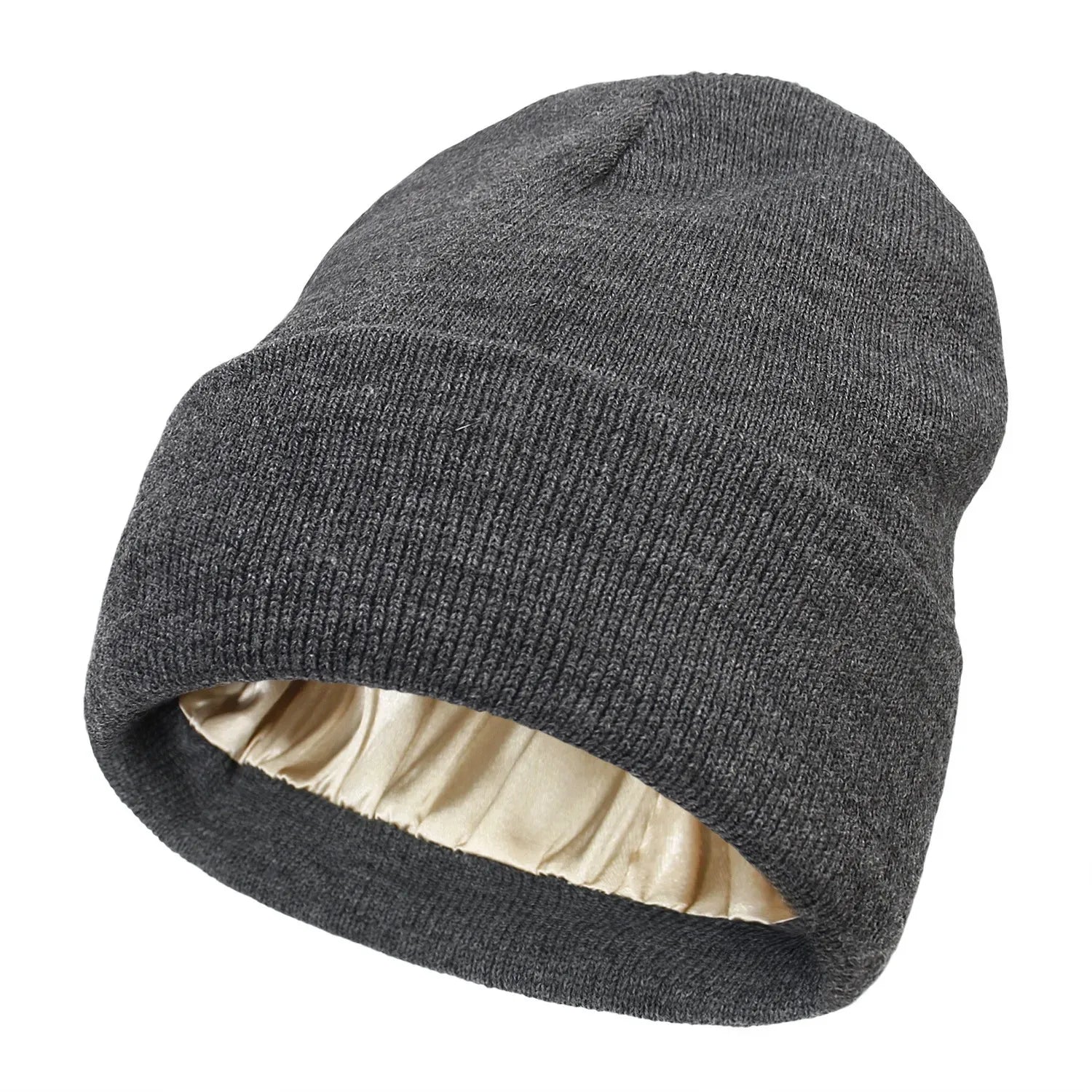 Bonnet Tricoté Doublé Satin Unisexe — CLEVI Paris