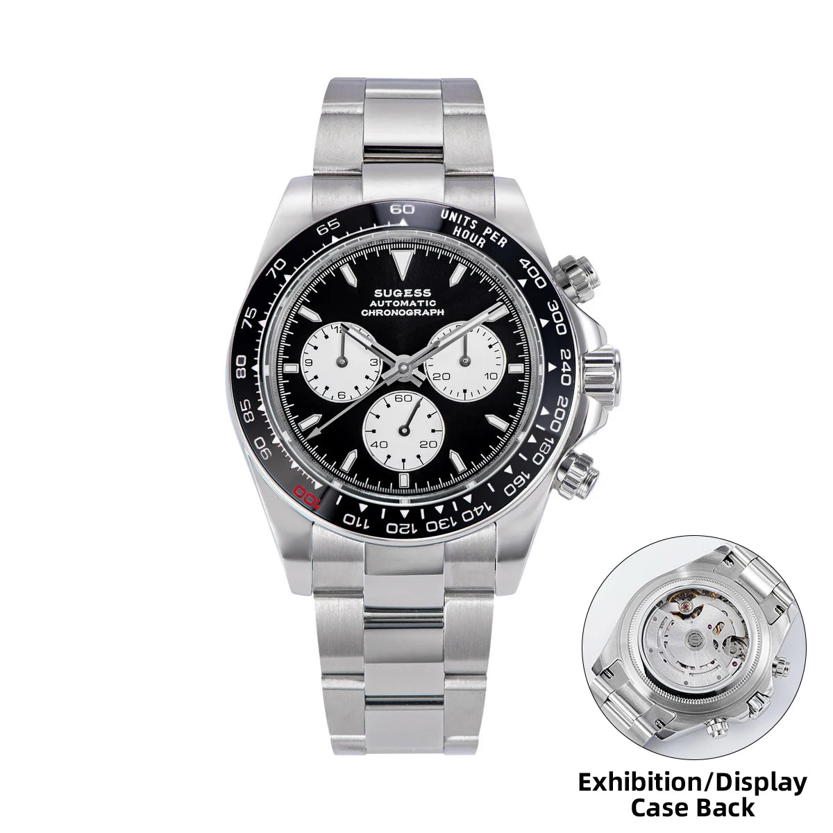 SUGESS Montre Automatique Homme Chronographe Peacock SL-4801 Saphir Acier 39mm 50m – CLEVI Paris
